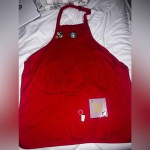 Starbucks Red holiday apron BUNDLE INCLUDING PINS